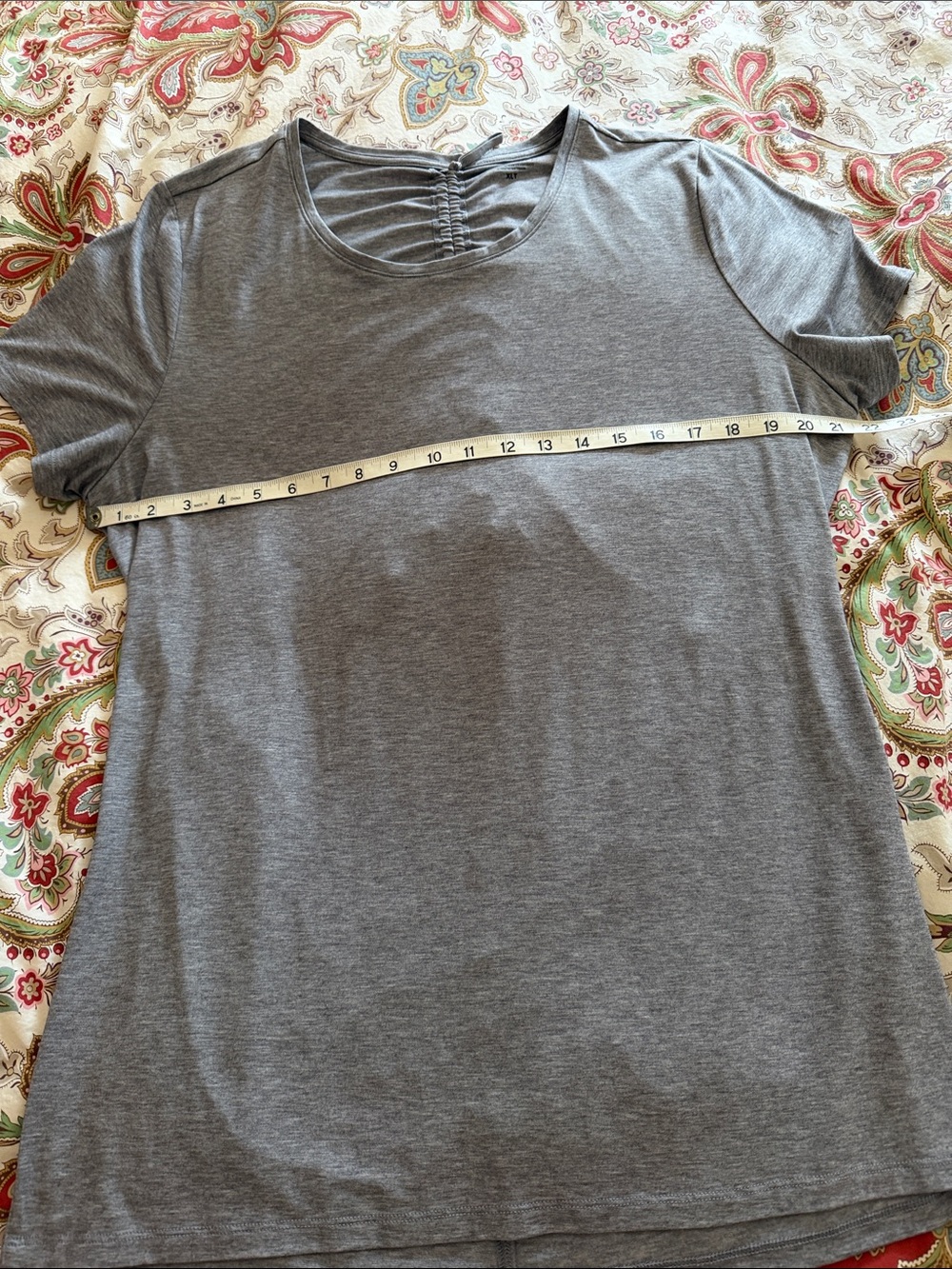 ATHLETA Encore Tee Gray Cinch Open Back Short Sleeve Top - Picture 7 of 8